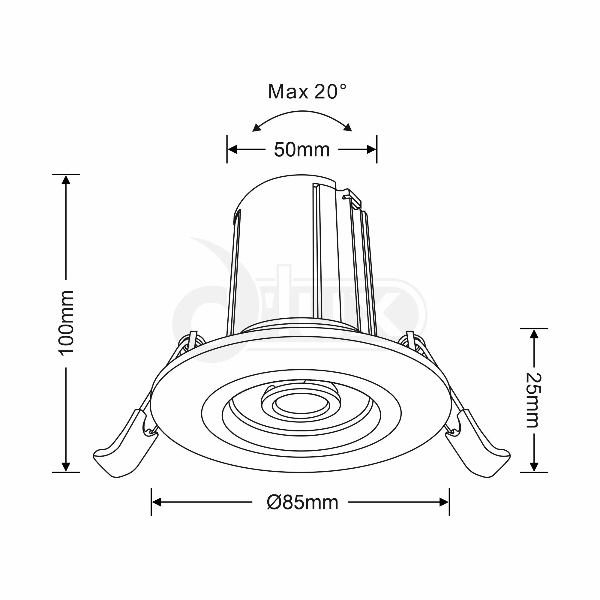 Broma 10 Tridonic Powered 10W 2700K 710lm 36° CRI>90 LED Engine White Round Adjustable Recessed Spotlight, IP20 DM201323  Dlux Broma 10